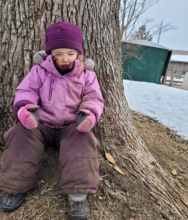 Children doing nature crafts at forest school